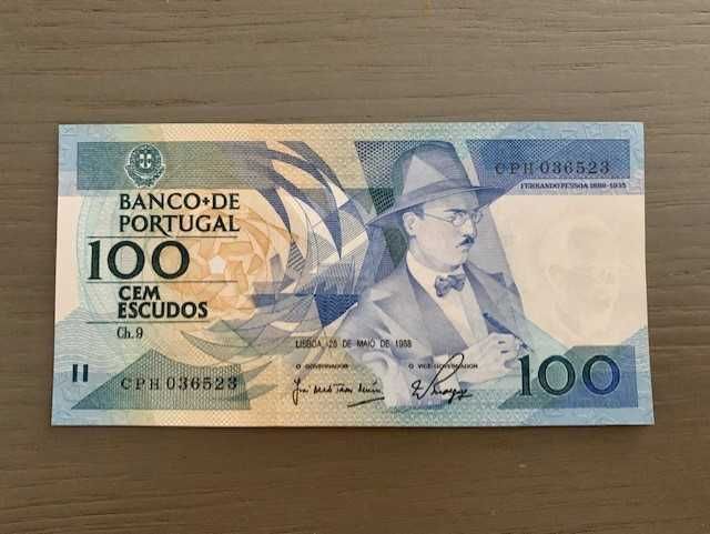 Nota de Portugal de 100 Escudos emitida em 1988