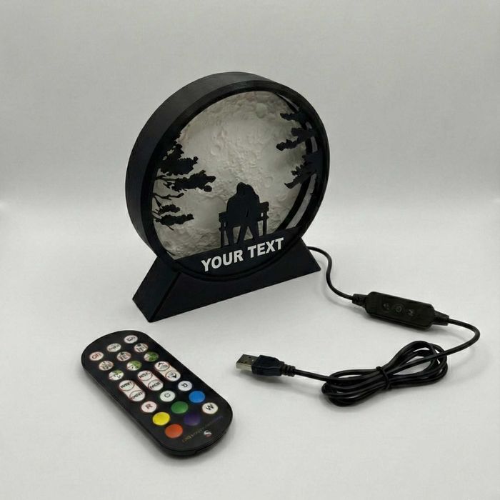 Lampka Walentynkowa LED 3D - TWÓJ NAPIS - Rękodzieło RGB 17cm