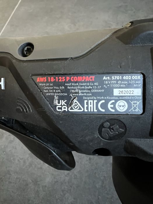 Безщіткова Акум. Болгарка Würth AWS 18-125 P Compact