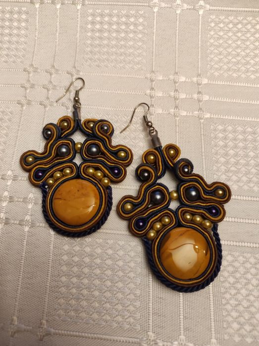 Unikatowe kolczyki sutasz vintage handmade Soutache