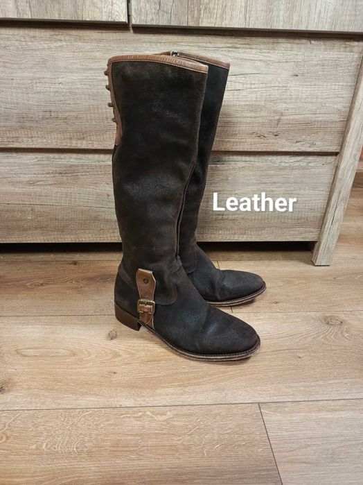 Sancho Boots skórzane kozaki zamszowe brązowe Hand Made 37