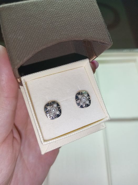 Srebrne kolczyki 925 sztyfty duże z perełkami