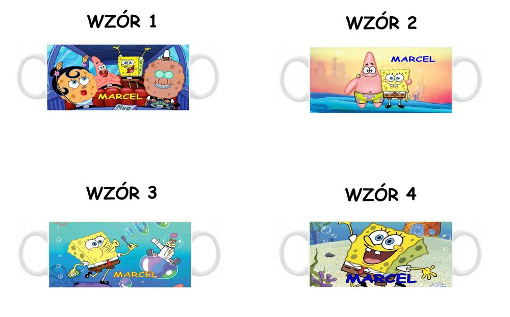 Kubek z nadrukiem Sponge Bob, różne wzory + imię