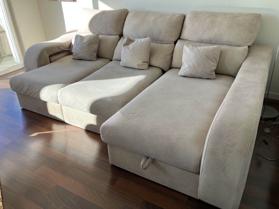 Sofá de canto direito 4/5 lugares bege OKSofás