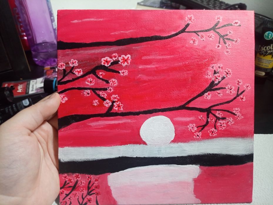 quadro acabado de pintar à mão.
