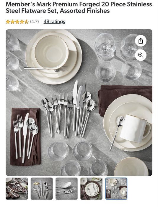 Набор столовых приборов из нержавеющей стали Members Mark