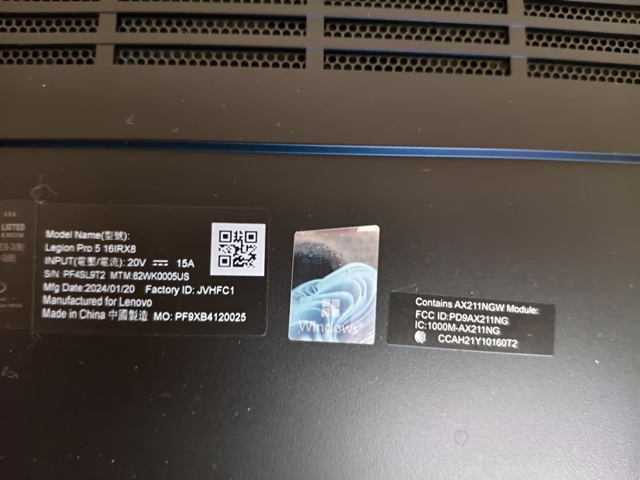 Ноутбук Lenovo Legion Pro 5 16IRX8 i5 13500HX RTX 4050 32GB 82WK0005US