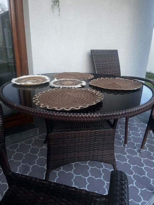 Zestaw ogrodowy technorattan – stół + 4 krzesła