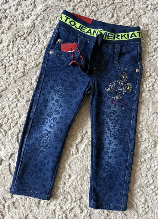 Дитячі демісезонні джинси на резинці для дівчинки 92-122 2-7 років
