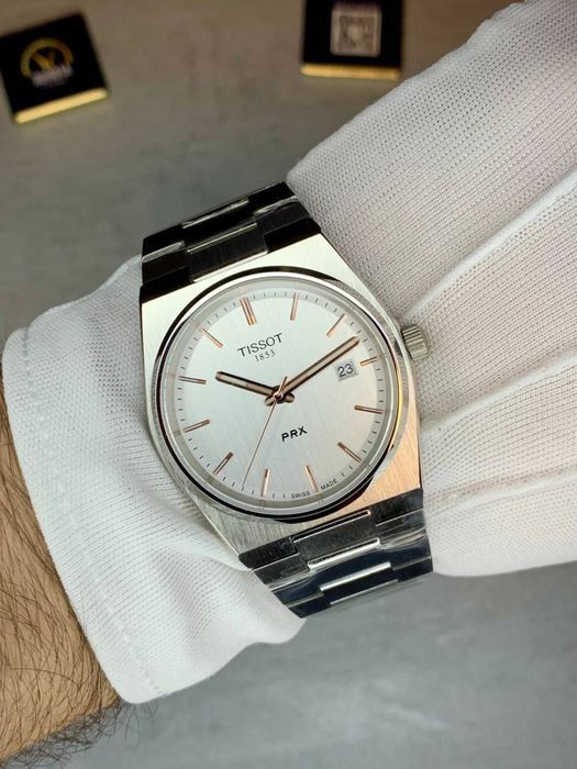Годинник Tissot PRX White білі. Часы мужские Тиссо ПРХ белые