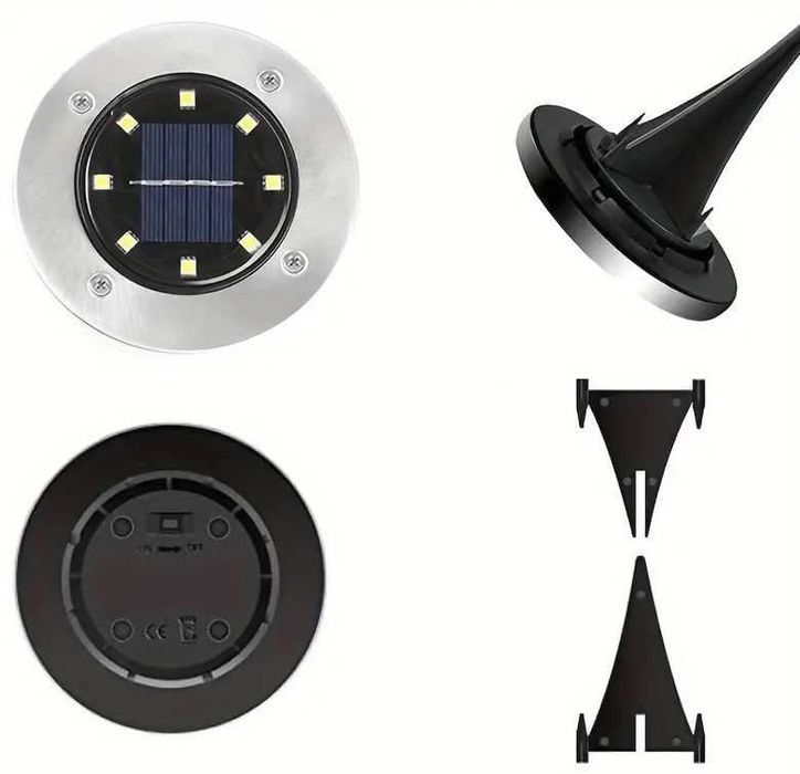 Conjunto 4 focos solares para jardim/exterior - Novo
