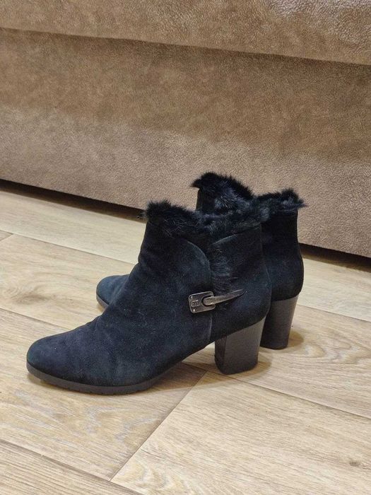 Сапоги зимние на каблуке Baldinini (Италия) натуральная замша и мех.