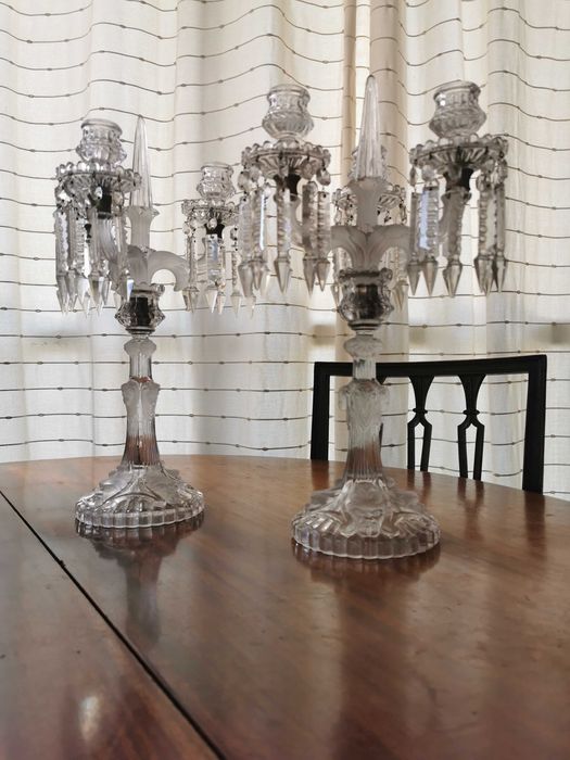 2 candelabros/castiçais de cristal Muito Antigos