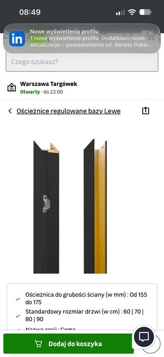 Ościeżnica regulowana czarna
