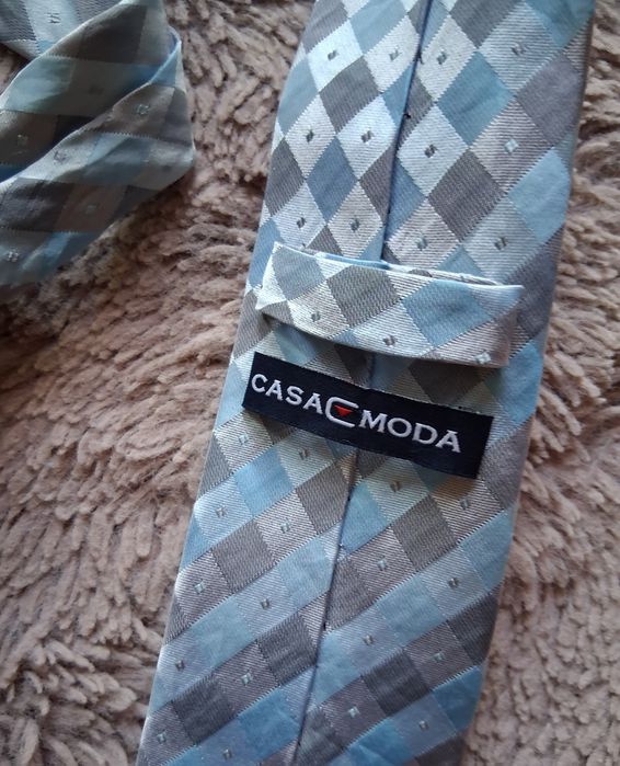 Krawat jedwabny Casa Moda ,błękitny turkusowym szary