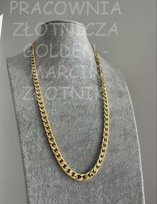 Pozłacany łańcuch Gucci z próbą Pancerka Złoty nie cartier Królewski