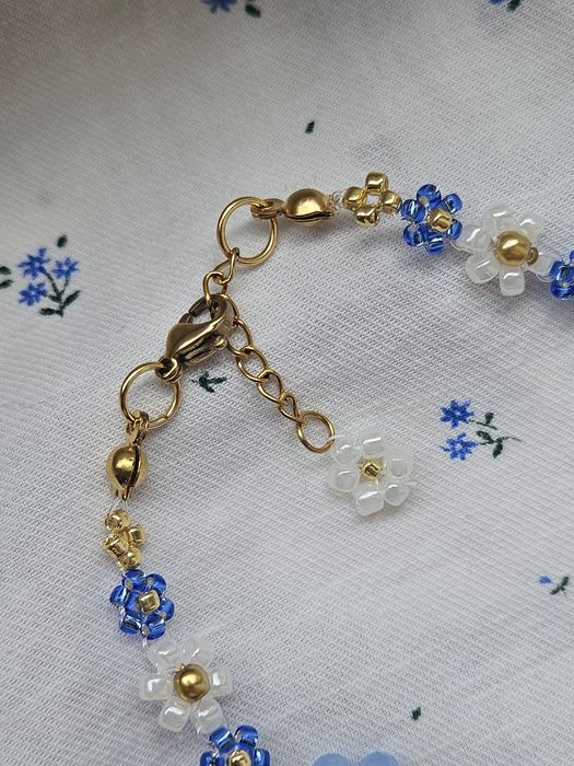 Bransoletka handmade niebieska kwiatki