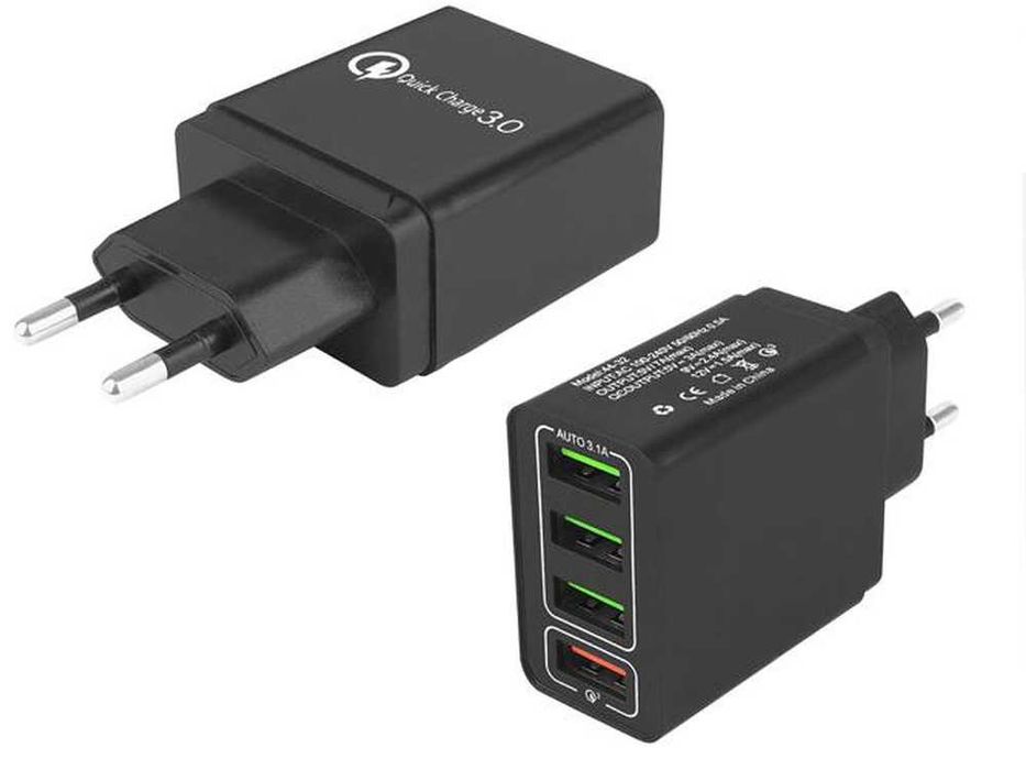 Ładowarka sieciowa szybka 4x usb quick charge 3.0 czarna