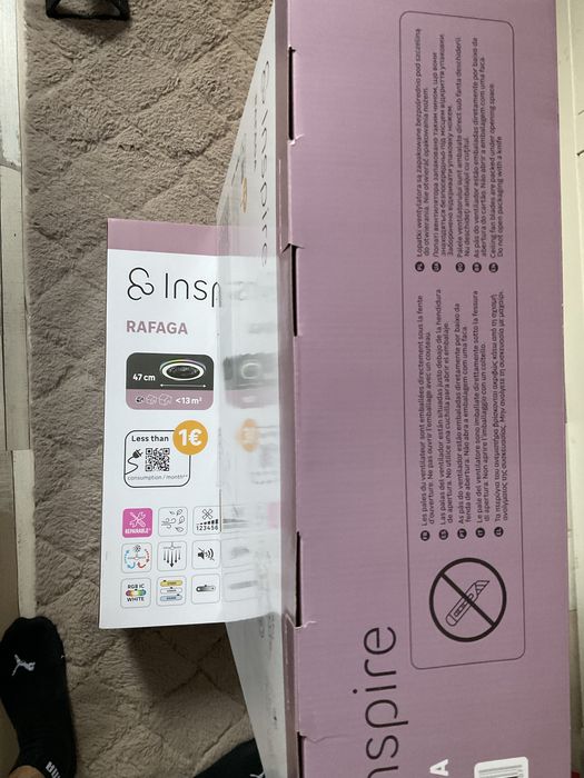 Lampowentylator Rafaga czarny 47 cm LED Inspire sufitowy. Gwaracja 5yr