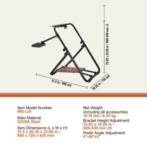 VEVOR Foldable Racing Steering Wheel Stand, Height Adjustable64738613647875123