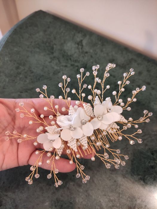 Gancho Toucado Travessa Noiva Flores