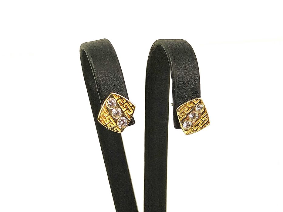 Złote kolczyki KWADRATY CYRKONIE 585 1,55G SZTYFT