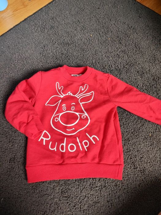 Czerwona świąteczna bluza dziecięca Sinsay rozmiar 98