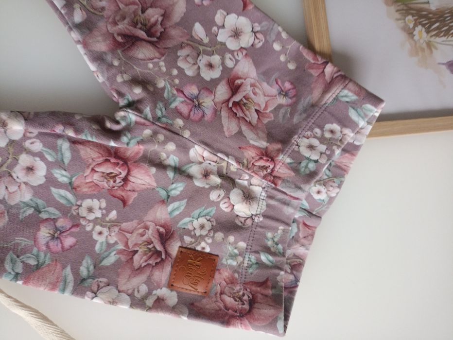 Legginsy kwieciste 74-80 bawełniane