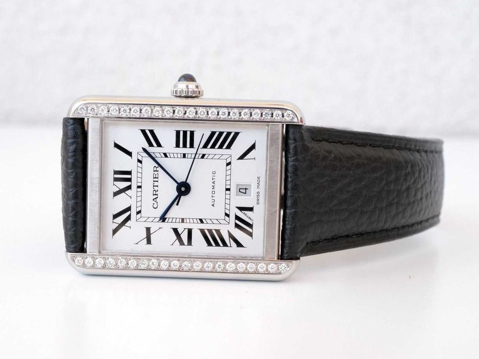 Cartier Tank Solo XL White Dial Diamond Bezel Automatic