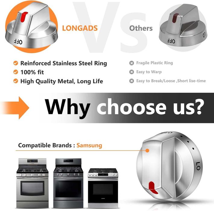 Ручки керування пальником, конфоркою, духовкою, газовою плитою Samsung