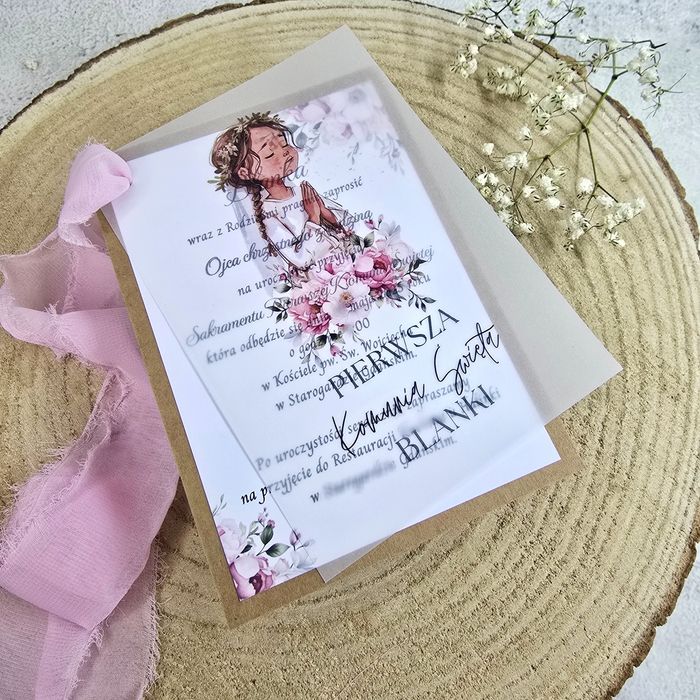 Personalizowane zaproszenia na komunię chrzest roczek ślub