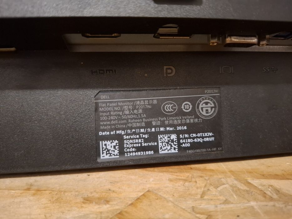 Monitor Dell P2017Hc na części