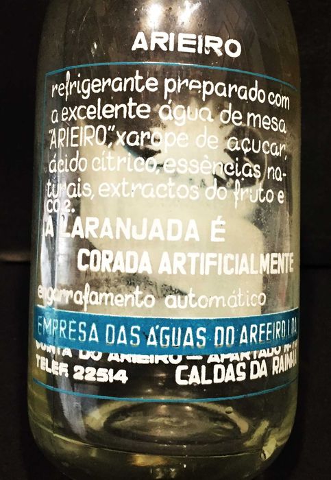 Garrafa antiga dos Refrigerantes Arieiro - Pirogravada - branca 0,25