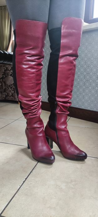 Kozaki bordowoczarne muszkieterki Badura