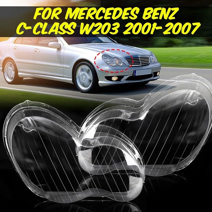 Vidro capa farol óptica mercedes classe c w203