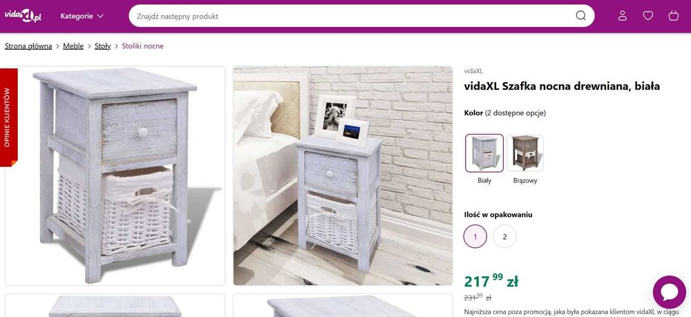 Szafka nocna drewniana biała vidaXL - 2 szt.