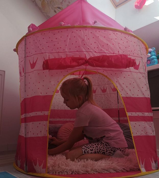 Namiot dla dzieci zamek domek do domu i ogrodu różowy duży