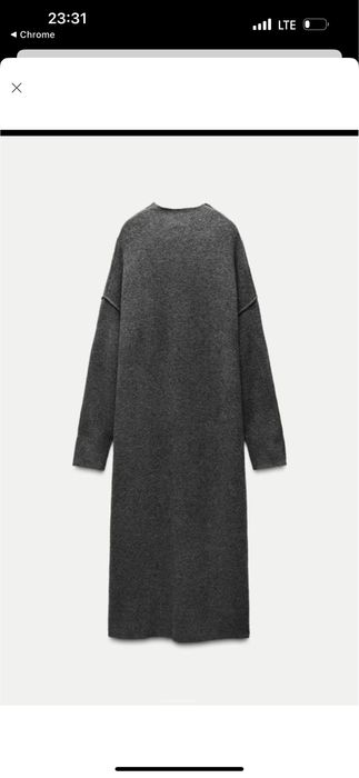 Тепла сіра базова сукня плаття zara s m l, мілі