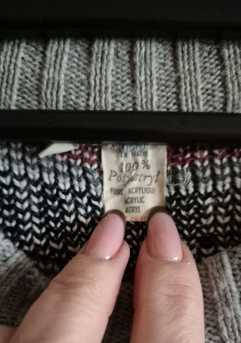 sweter męski vintage z dzianiny o geometrycznym wzorze