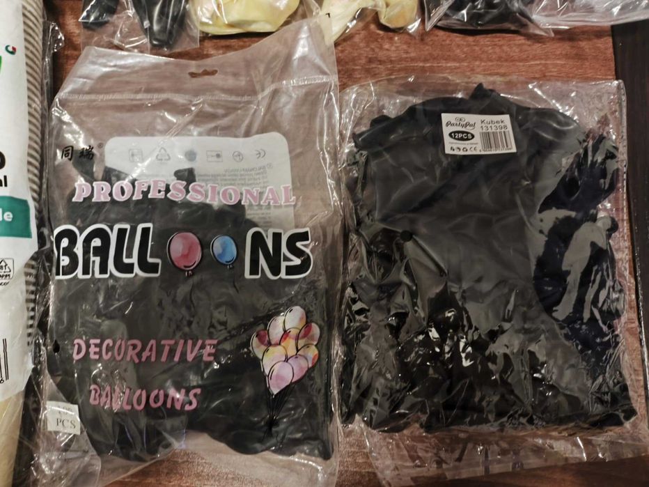 Zestaw imprezowy. Urodziny - balony, sztućce itp. Rose Gold / Czarny