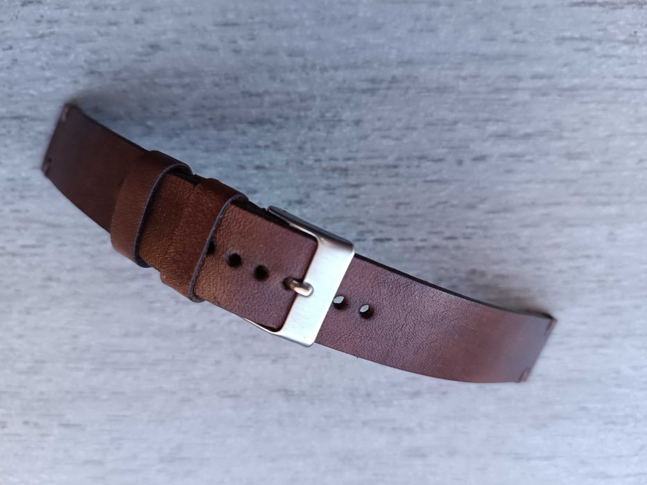 Brązowy skórzany pasek zegarka 18 mm mat
