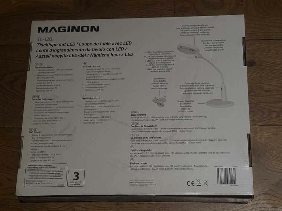 Lampa z lupą LED Maginon TL-120 1.8x/3.3x NOWA