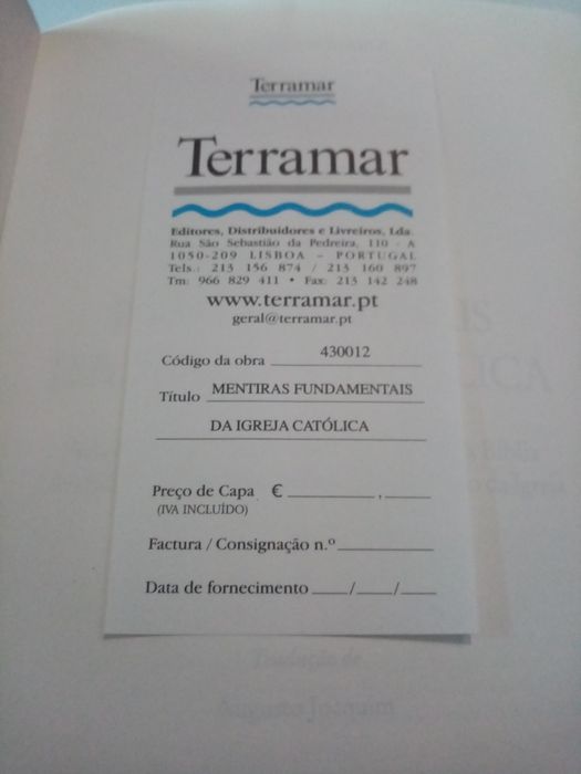 Vendo livro Mentiras fundamentais da igreja católica de Pepe Rodrígez