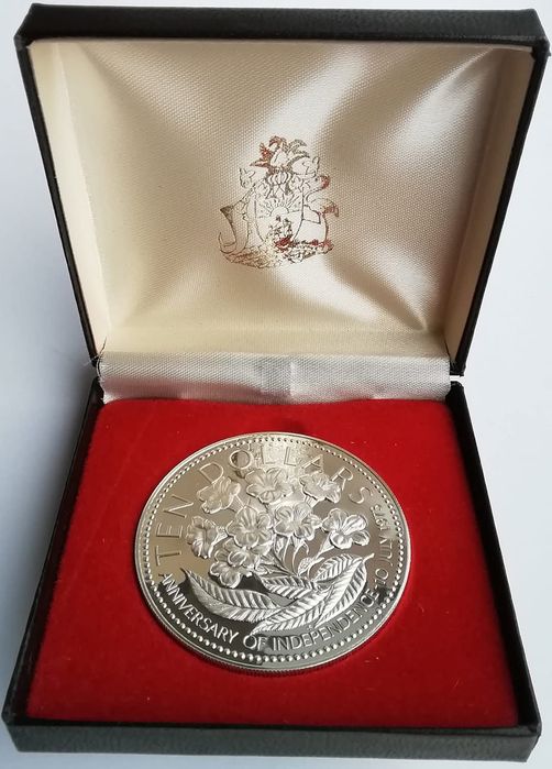 Багамські о-ви 10 $ 1977р. СРІБЛО. ПРУФ. Сертифікат. 49,1 грам