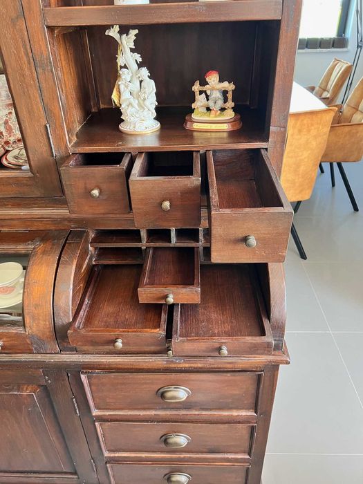 Kredens aptekarski witryna biblioteka drewno tekowe