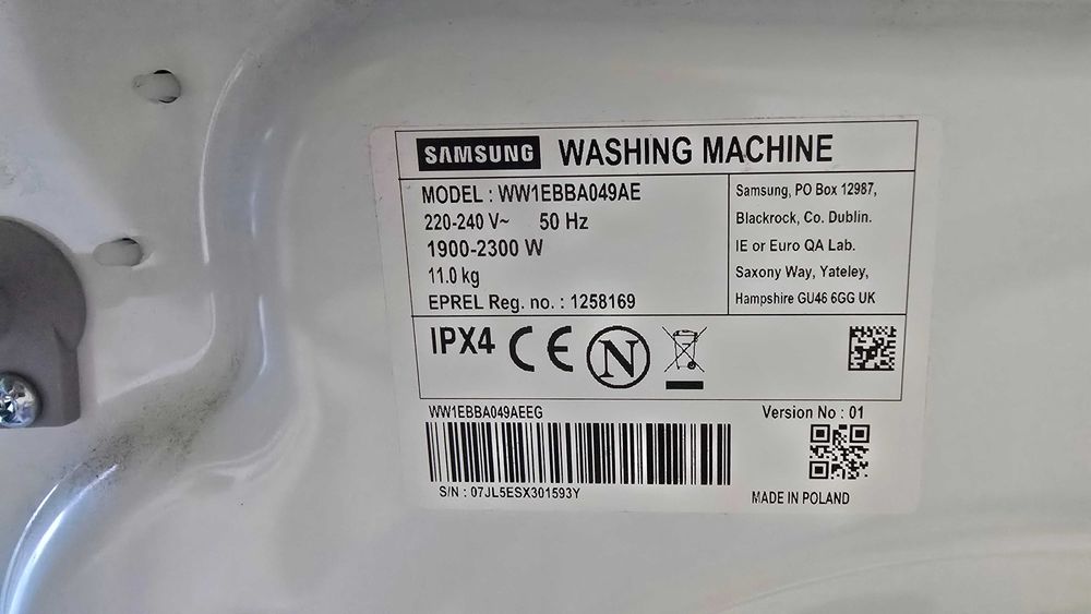 Pralka Samsung WW1EBBA049AE 11 kg A(od A do G) 1400 obr./min