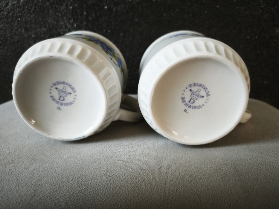 Komplet 2 kubków Original Bohemia | Porcelana retro niezapominajki