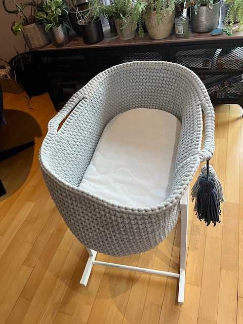 Kosz Mojżesza -SZARY+ biały bujak kołyska+ Pościel GRATIS Like Moses