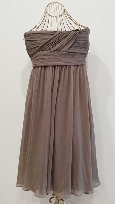 Vestido cai-cai midi Cinzento