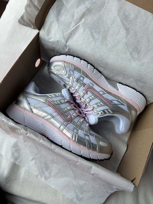 Nike P-6000 White Elemental Pink жіночі кросівки найк п-6000 срібні з рожевим